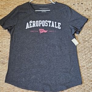 Aeropostale Black Tee with Pink and White Accents - Sz XXL